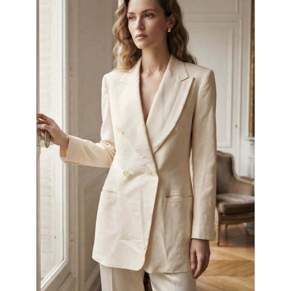 Jones New York Cream Linen Blazer Size 12